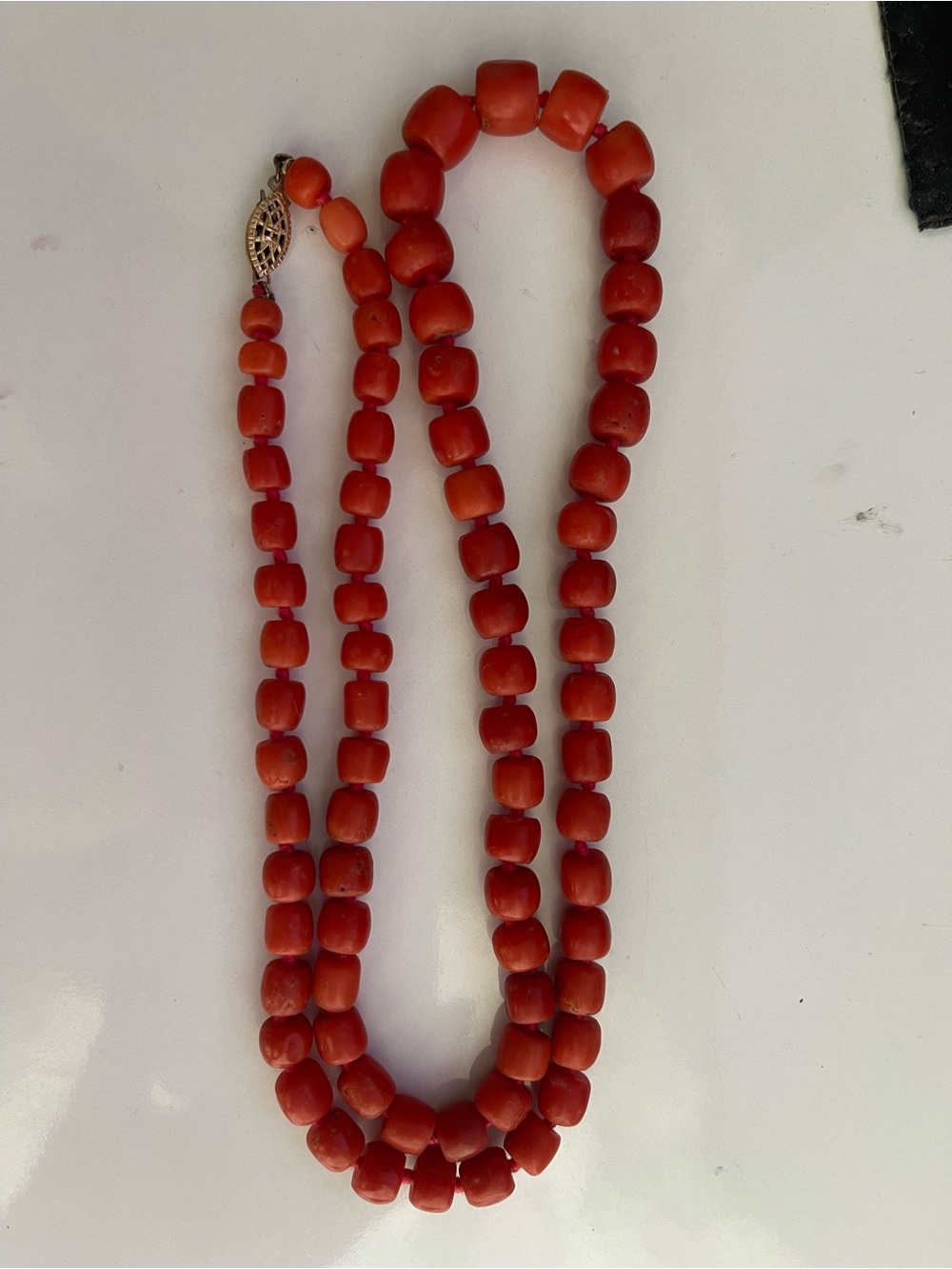 Red Mediterranean coral necklace natural undyed